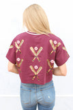 Maroon Scattered Baseball Bat Top