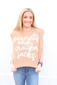 Tan Peanuts & Cracker Jacks Sweater Vest