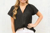 Black Linen Blend Top