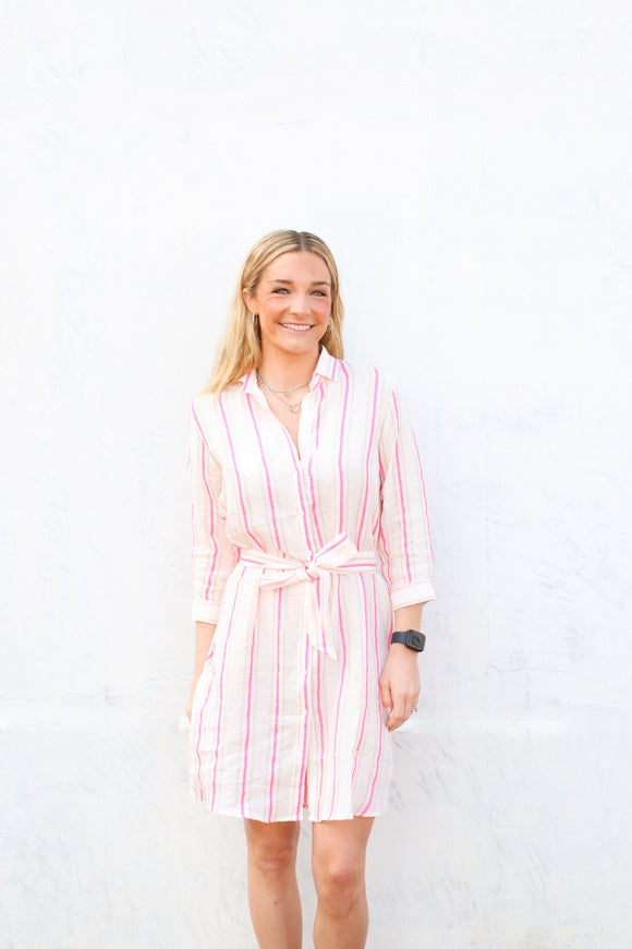 Dover Pink Neon Stripes Dress