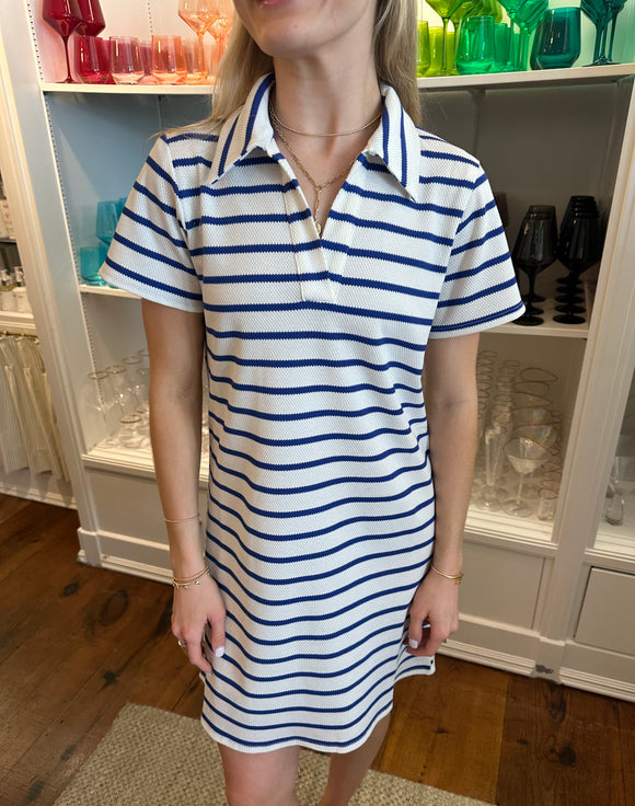 Blue and White Striped Dress