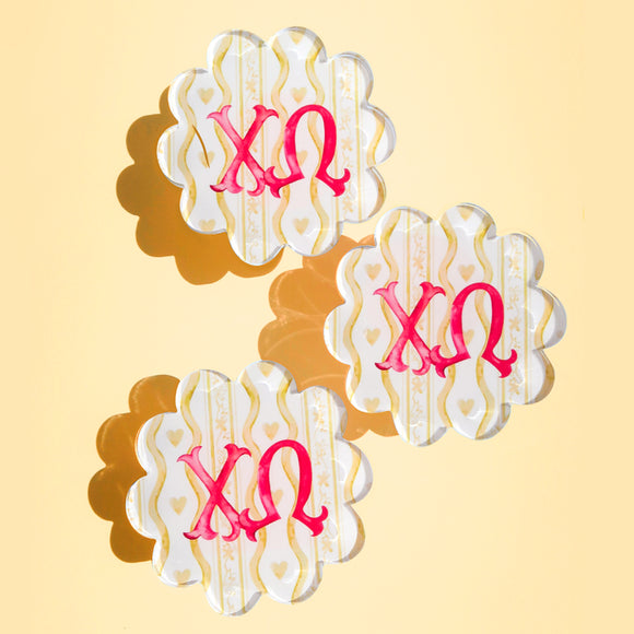 Acrylic Scalloped Coasters - Greek