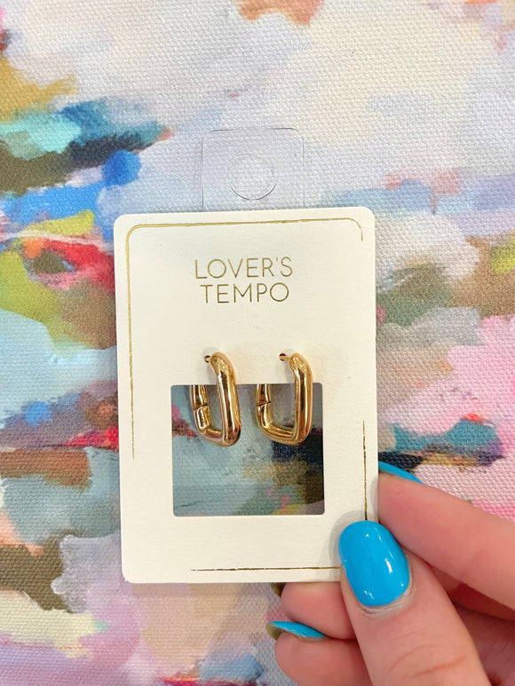 Midi Paperclip Puff Hoop Earrings, Gold