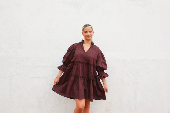 Georgia Burgundy Dress - One Size fits All