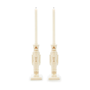 Nutcracker Taper Candle Holder with Hand-Painted Gold Accent - Porcelain