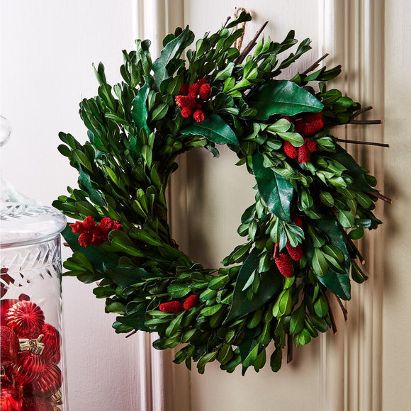 Wreath with Preserved Natural Dried Boxwood