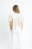 Eyelit Button Puff Sleeve Top