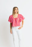 Stripe Square Neck Poplin Top