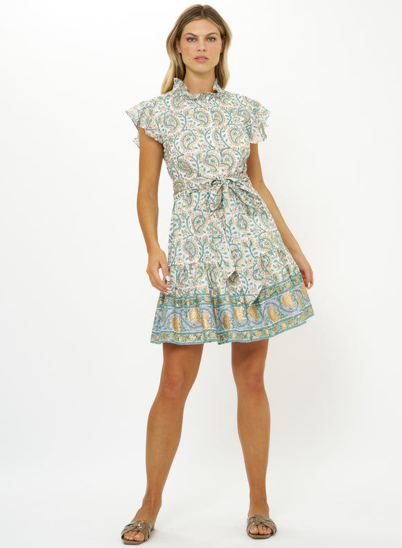 Ruffle Collar Button Mini Dress