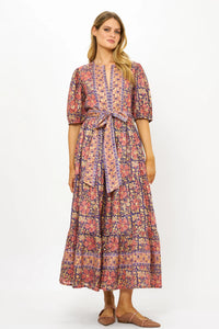 Navy Matera Puff Sleeve Maxi