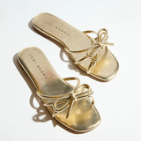 Nicole Bow Slide Sandal - Gold