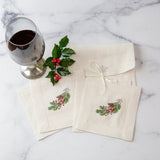 Natale Sprig Cream Cocktail Napkin Set