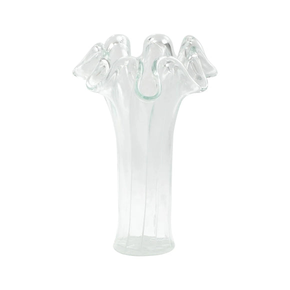 Onda Glass Clear w/ White Liines Short Vase
