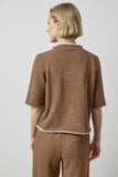 Cocoa Heather Roll Neck Short Sleeve Sweatshirt