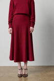 Wineberry Knit Flared Skirt