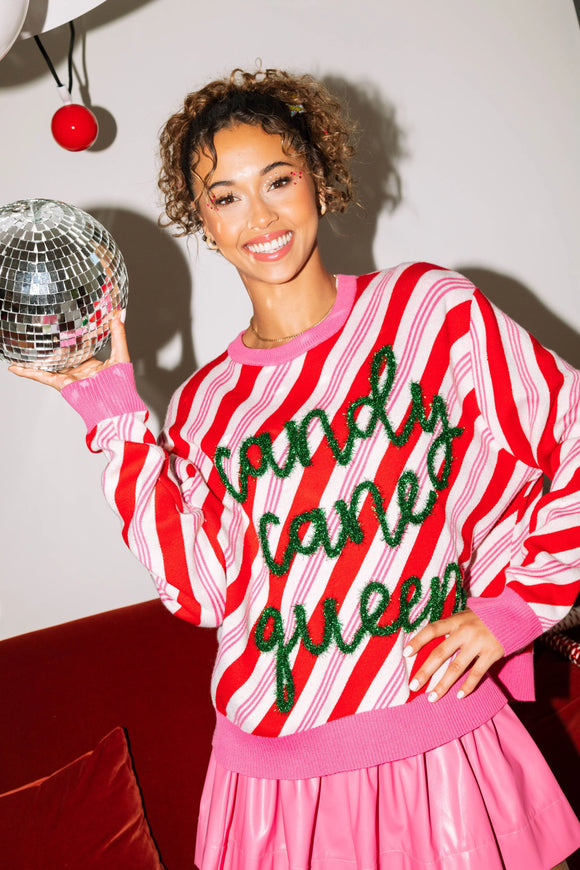 Candy Cane Queen Sweater / Queen of Sparkles