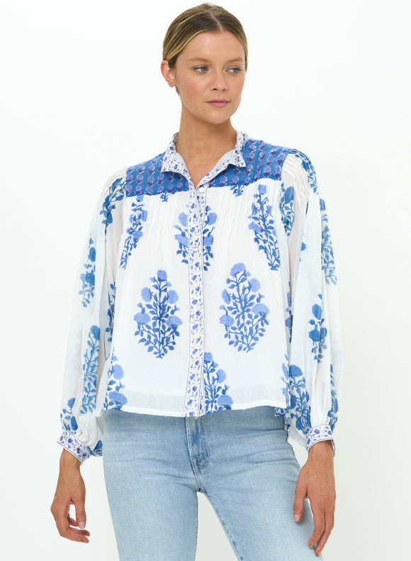 Mandarin Pintuck Blouse