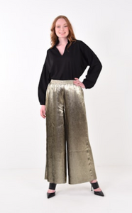 Pleated Pant - Black/Gold