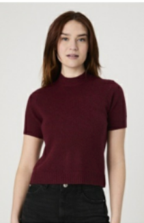 Vhari Knit Mock Neck Short Sleeve