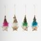 Glitter Star Orn w/Tree, 4 Asst, Glass/Sisal, 6.25