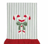 Tea Towel Candy Cane Embroidered
