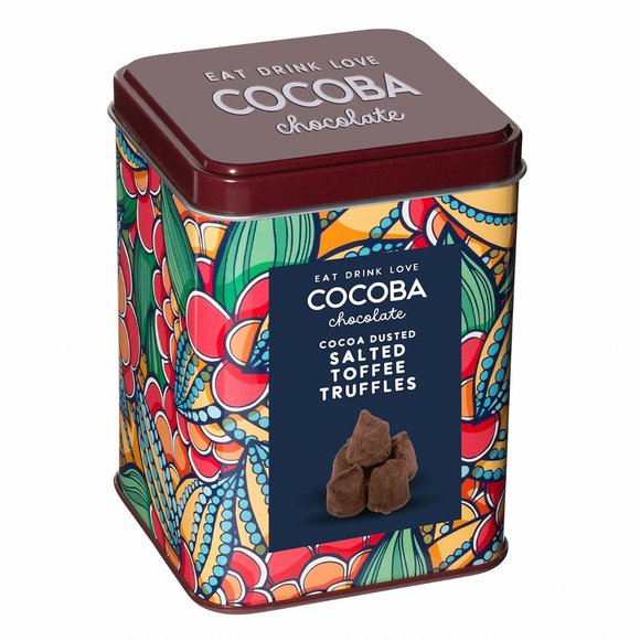 Cocoba Cocoa Dusted Salted Toffee Truffles in Tin