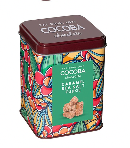 Cocoba Caramel Sea Salt Fudge in Tin