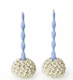White Hydrangea Flower Bud Vases/Taper Candlestick Candleholders
