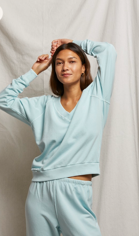 Sinead Relaxed French Terry V Neck Sweatshirt – The Olive Tree