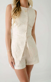 Tan Eyelit Button Shorts