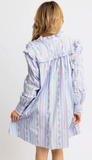 French Floral Vine VNeck Ruffle Dress