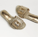 Bambi Gold Raffia Sandals