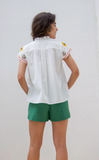 Maya Blouse w/ Embroidery in White