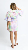 Pastel Large Floral Poplin Puff Sleeve Shirt Dress