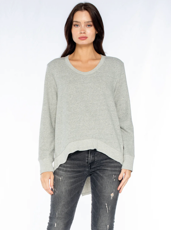 Heather Grey Longsleeve Basic Backslant Sweatshirt