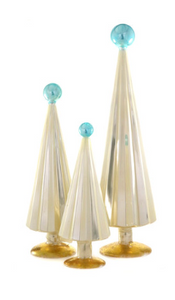 Pleated Tree Pearl Blue Set of 3