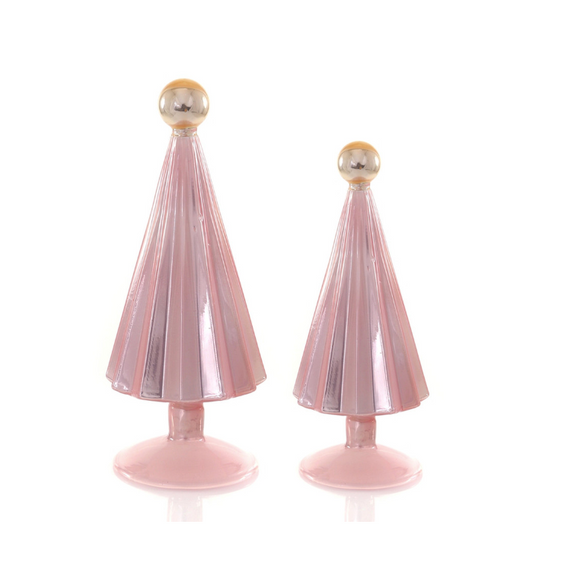 PLEATED TREE-SMALL LIGHT PINK GOLD SET/2