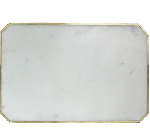 Loren Platter with Brass Edge, Marble-Rectangle