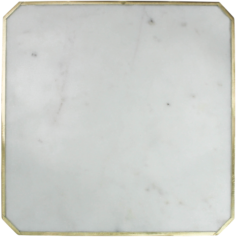 Loren Platter with Brass Edge, Marble-Square
