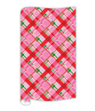 Wrapping Paper 8 ft- Pink Peppermint Plaid