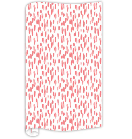 Wrapping Paper 8 ft-Coral Clubhouse Dot