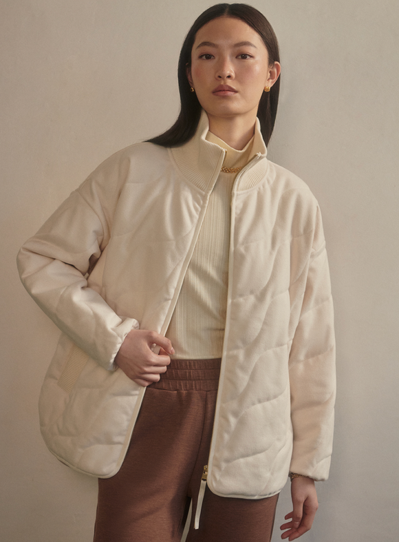 Ivory Libby Plush Quilt Jacket