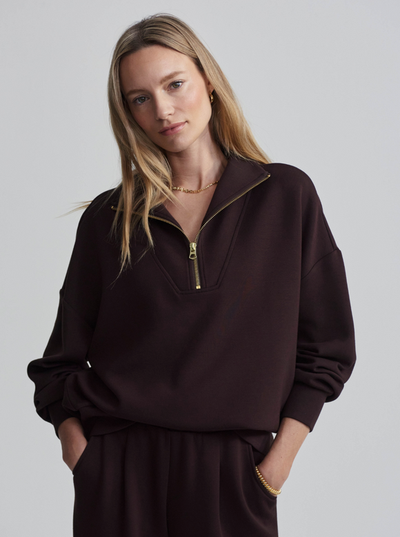 Coffee Bean Hawley Half Zip Sweat