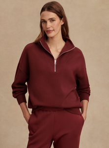 New Maroon Hawley Half Zip Sweat