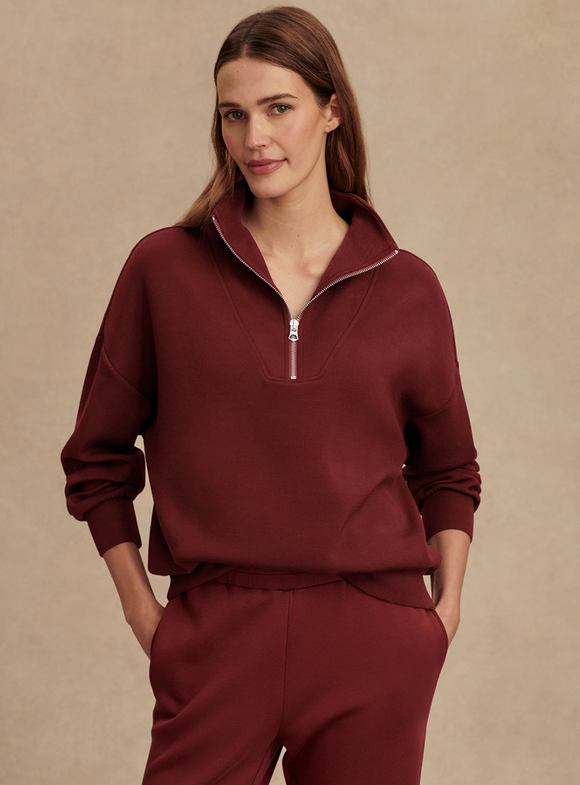 New Maroon Hawley Half Zip Sweat