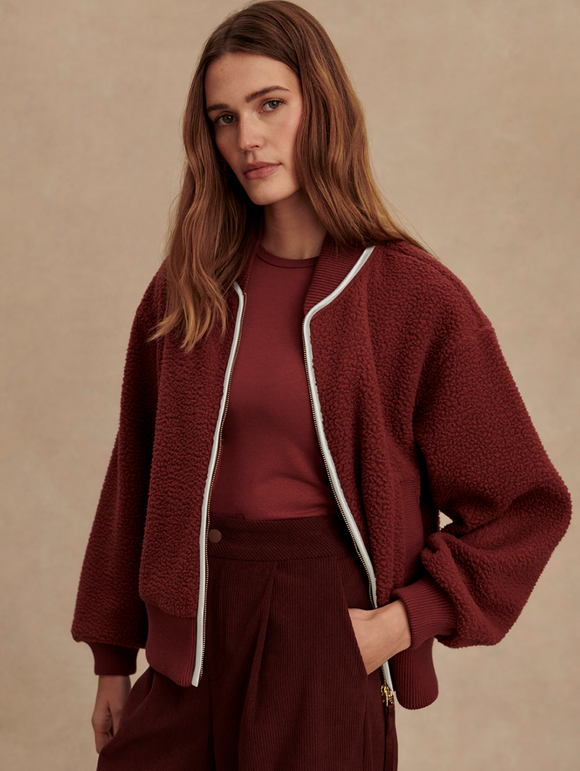 New Maroon Hansley Fleece Jacket