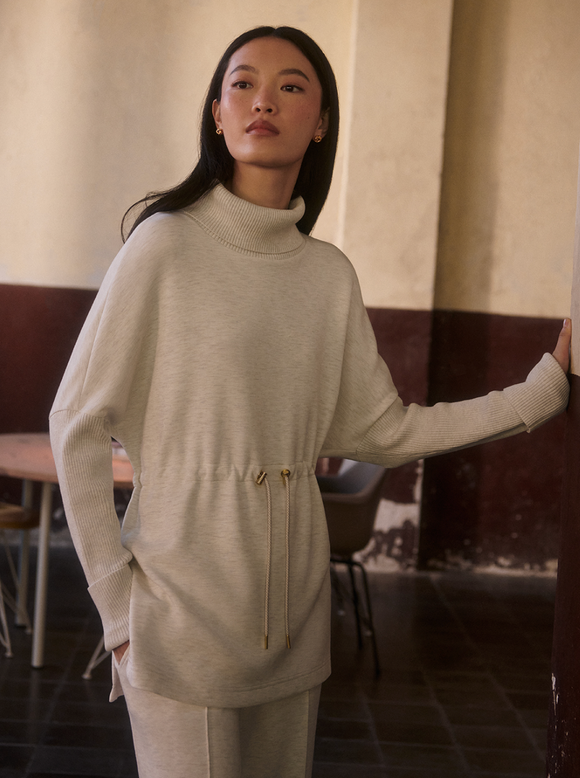 Ivory Marl Ethel Cinch Waist Sweat