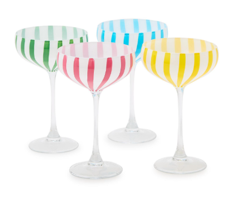 5/4 Stripe Hand-Painted Coupe Glass