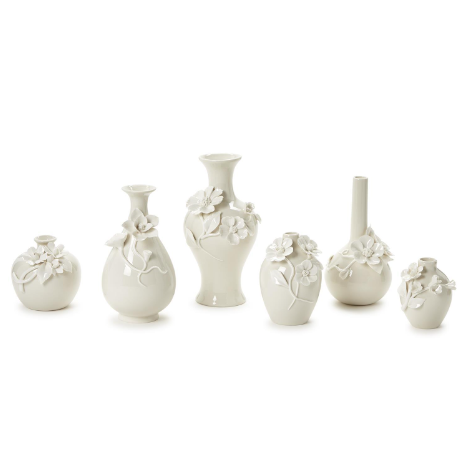 Mini Vases with 3D Sculpted Flowers