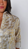 White/Gold Cotton Girlfriend Midi Dress